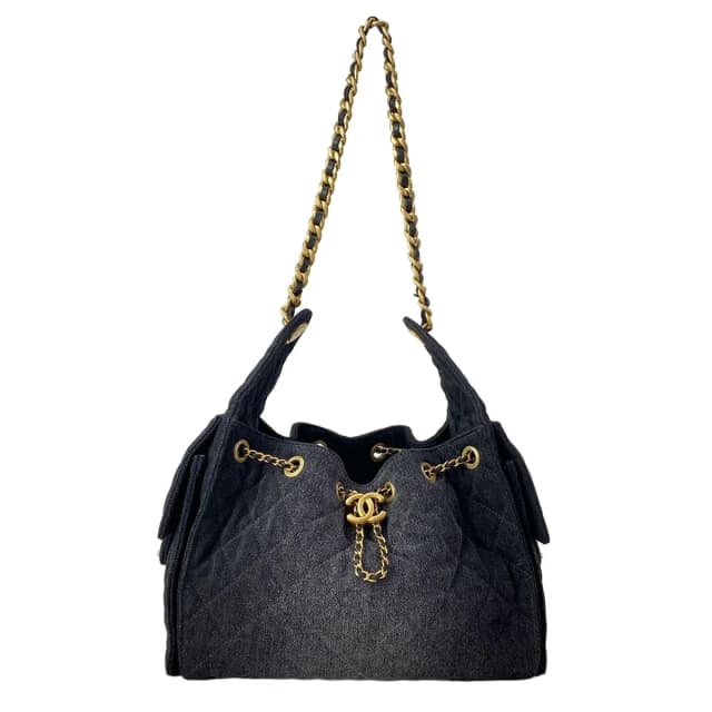 Chanel Shoulder Bag 25 Small Black Dark Gray in Black Denim from The Reluxe, photo 1 of 1