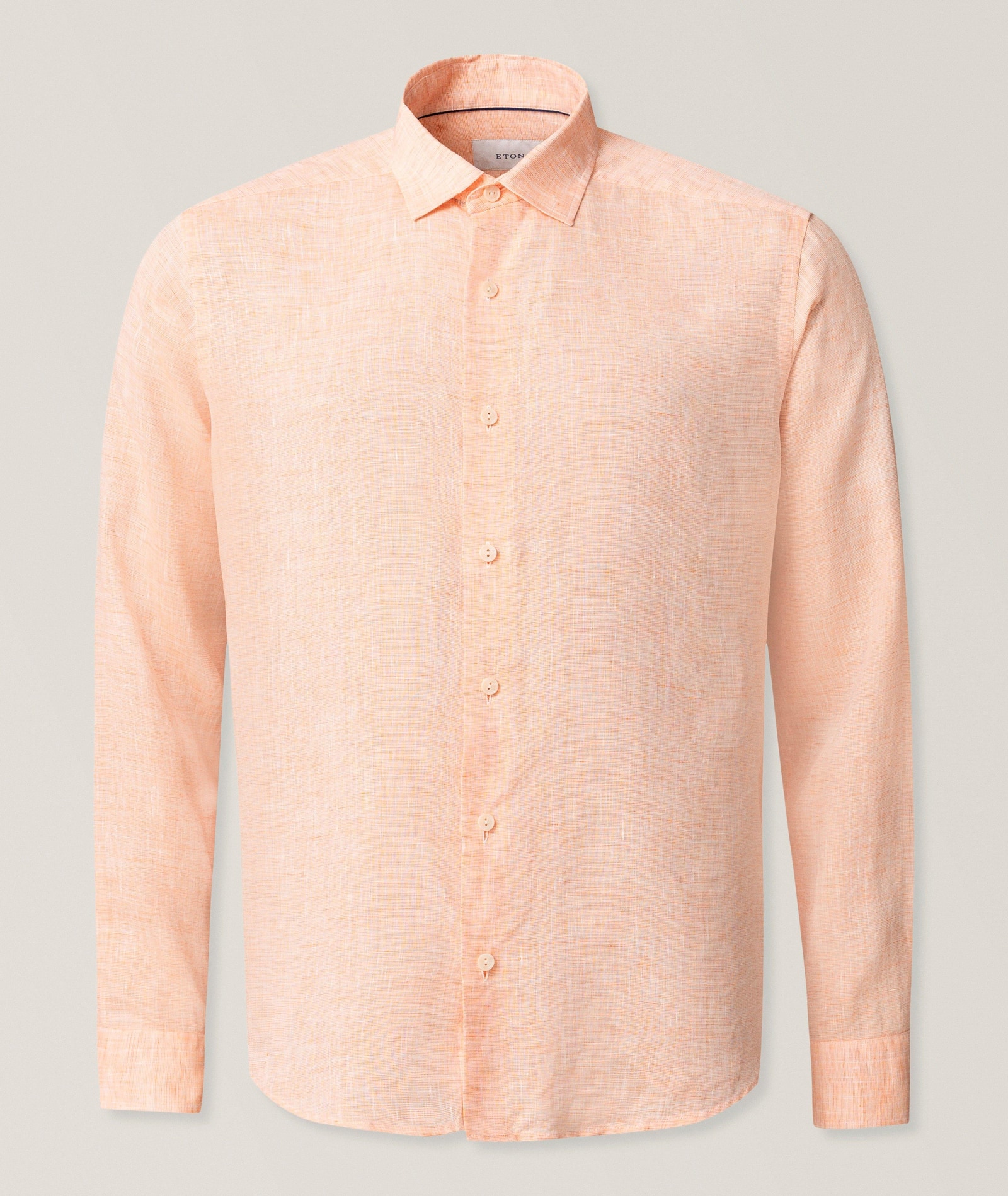 Eton Contemporary-Fit Garment-Dyed Linen Shirt in Orange Linen & Linen Blends, image 1 of 1 from Harry Rosen