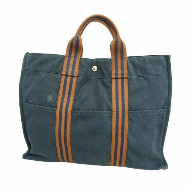 Hermès Tote Bag Fourre Tout MM Canvas Navy Silver in Navy Canvas from The Reluxe, photo 1 of 1