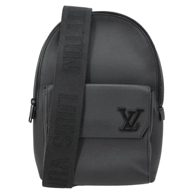 Louis Vuitton Pilot Sling Grained Calfskin Leather Backpack Bag Black in Black Caviar leather from Dallas Designer Handbags, photo 1 of 1