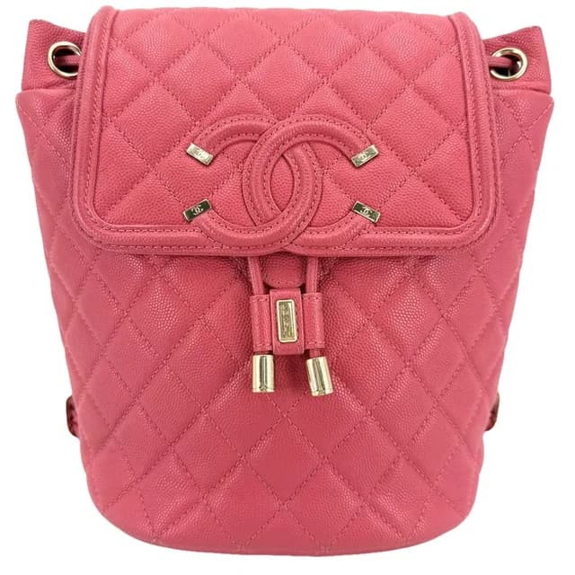 Chanel Backpack CC Filigree Quilted Chain Shoulder CC Logo Caviar Leather Pink in Pink Caviar leather from The Reluxe, photo 1 of 1