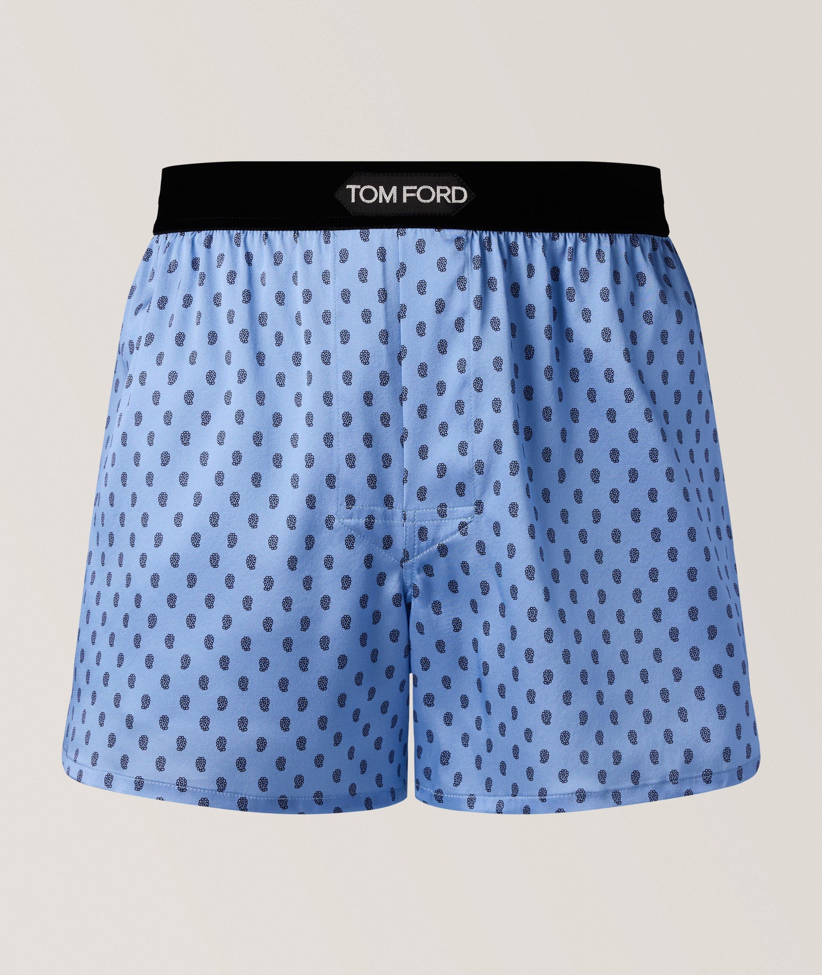TOM FORD Paisley-Print Stretch-Silk Boxer Short in Blue Silk & Silk Blends, image 1 of 1 from Harry Rosen
