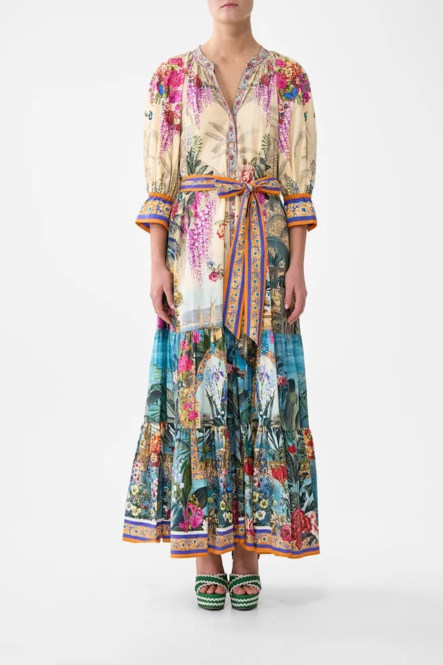 Camilla eBoutique TIERED SHIRT DRESS WITH SHORT SLEEVE BODRUM BOTANICALS, image 1 of 1 from CAMILLA