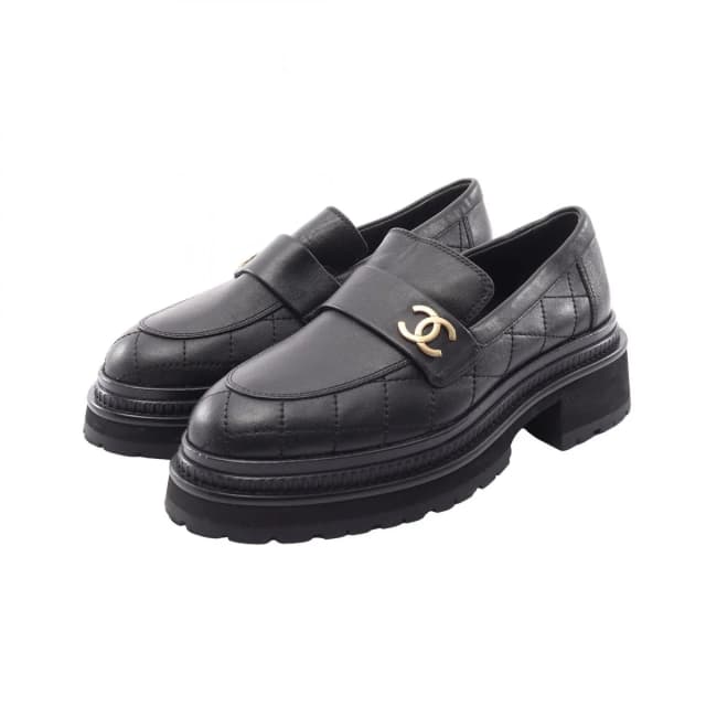Chanel Loafers CC Logo Quilted Black Leather in Black Leather from The Reluxe, photo 1 of 1