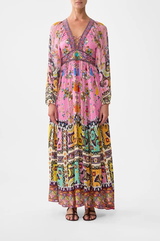 Camilla eBoutique LACE UP FRONT LONG DRESS PATCHWORK PANORAMA, image 1 of 1 from CAMILLA