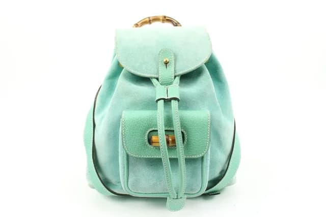 Gucci Rare Mint Green Suede Bamboo Mini Backpack in Green Suede from Bagriculture, photo 1 of 1