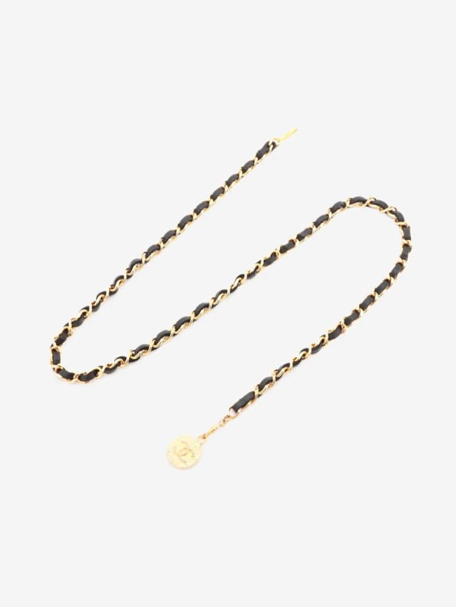 Chanel Black and gold Coco Mark 1982 chain belt in Black Leather from Sign of the Times, photo 1 of 1