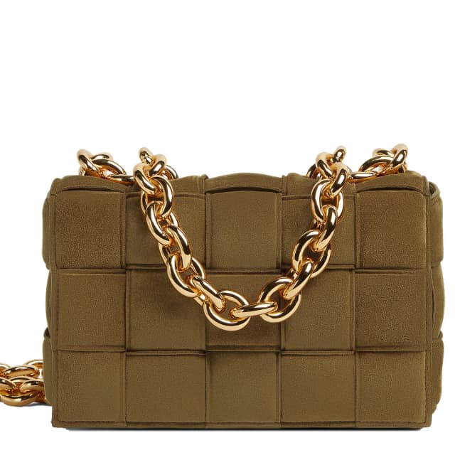 Bottega Veneta Chain Padded Cassette Suede, Acorn, image 1 of 1 from Cultstatus