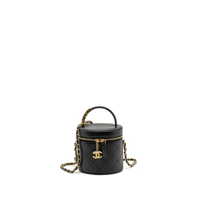 Chanel Pearl Letter Logo Detailed Vanity Case Calfskin Black GHW in Black Calfskin from EMIER, photo 1 of 1