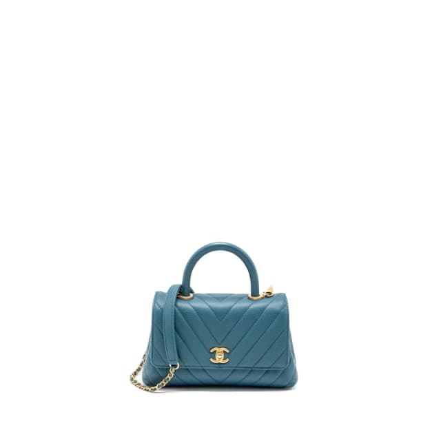 Chanel Small Coco Handle Chevron Caviar Green Brushed GHW in Green Caviar leather from EMIER, photo 1 of 1