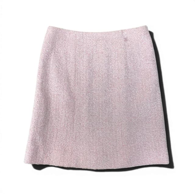 Chanel 04C Fancy Tweed Knee Length Skirt CC Logo Pink in Pink Tweed from The Reluxe, photo 1 of 1