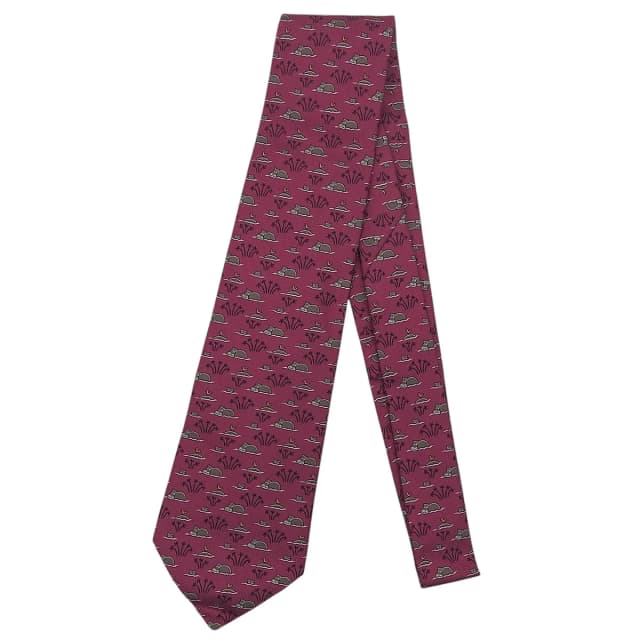 Hermès Hippopotamus motif tie purple from VINTAGE QOO TOKYO, photo 1 of 1