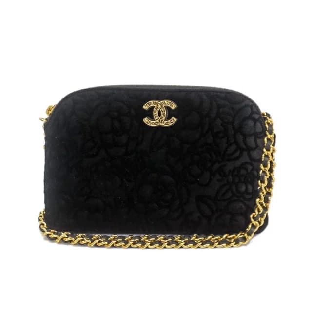 Chanel 25A 25 Camellia Clutch Shoulder Bag CC Logo Velvet Gold Hardware in Velvet from The Reluxe, photo 1 of 1