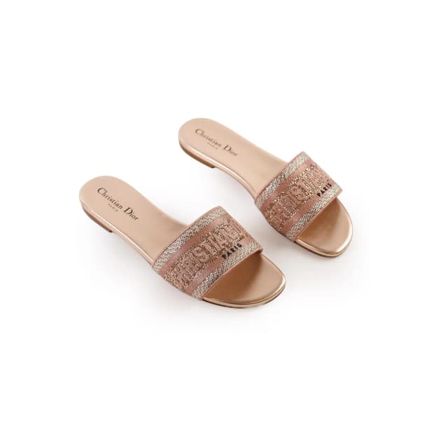 Dior Dway Slide Sandals Rose Gold in Pink Calfskin from The Purse Affair, photo 1 of 1
