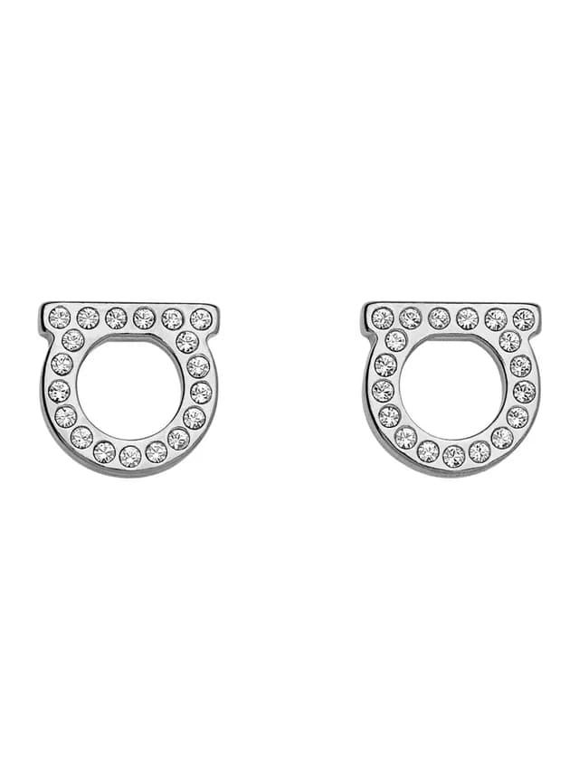 Ferragamo Rhinestone-Embellished Earrings — Silver Brass in Silver from HEWI, photo 1 of 1
