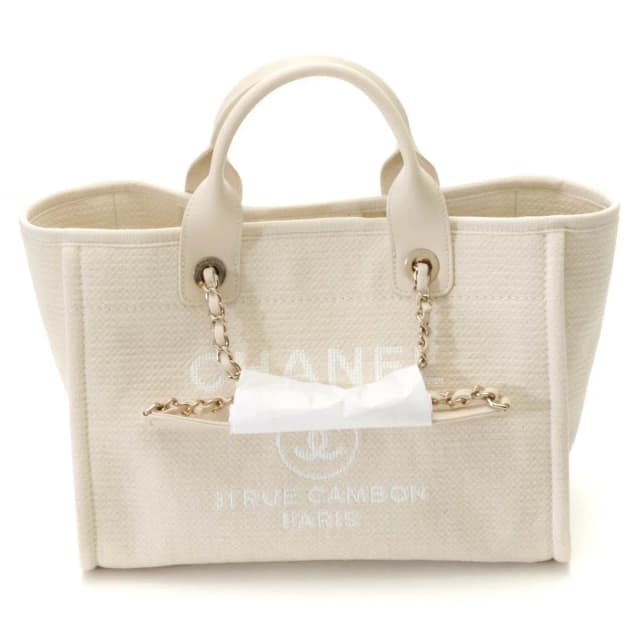 Chanel Deauville Small Shopping Bag White Handbag Canvas in White Canvas from The Reluxe, photo 1 of 1