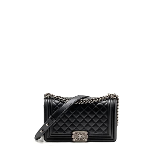 Chanel Medium Boy Bag LAMBSKIN BLACK RUTHENIUM SHW in Black Lambskin from EMIER, photo 1 of 1