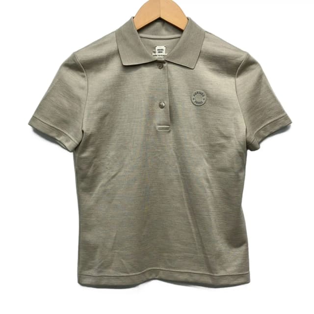 Hermès Short Sleeve Polo Shirt S Clou de Selle 4 DI Gray Beige Silk 36 in Beige Silk from The Reluxe, photo 1 of 1