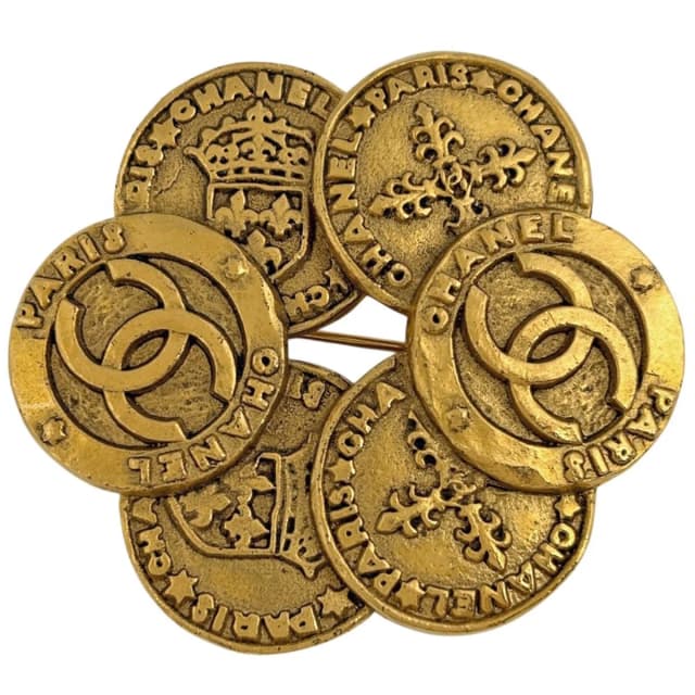 Chanel CC Logo Brooch Gold Plated in Gold from The Reluxe, photo 1 of 1
