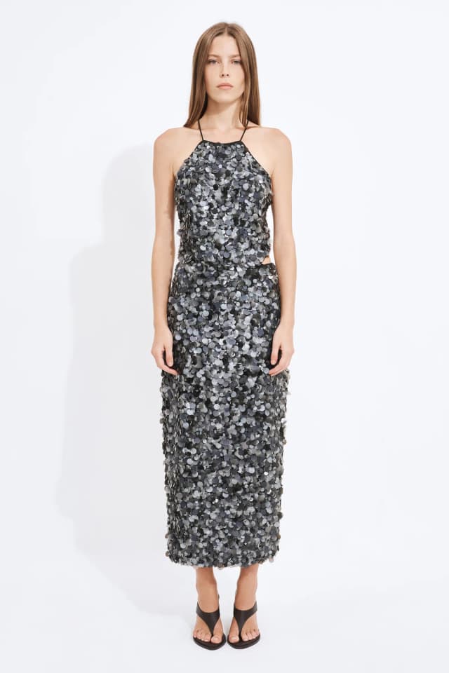 Aje Studio Charlie Sequin Midi Skirt in EMERALD SEQUIN, image 1 of 1 from Aje