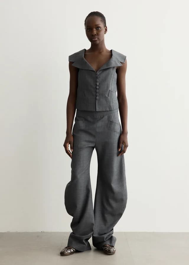 Ganni Wool Melange Suiting Pants in Phantom 252, image 1 of 1 from Incu