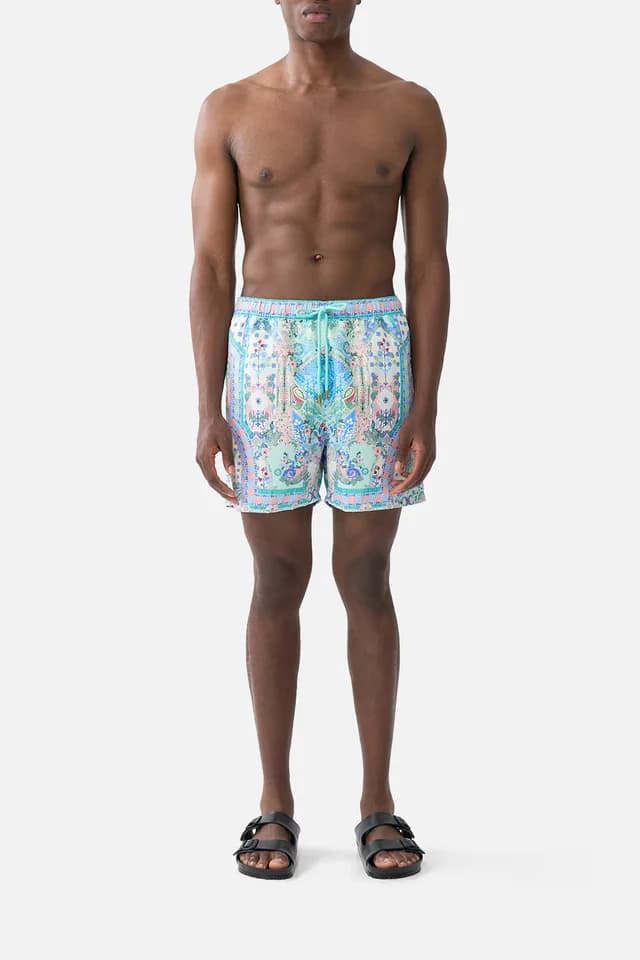 Camilla eBoutique MID LENGTH BOARDSHORT WITH ELASTIC WAIST MIDSUMMER MOSAICS, image 1 of 1 from CAMILLA