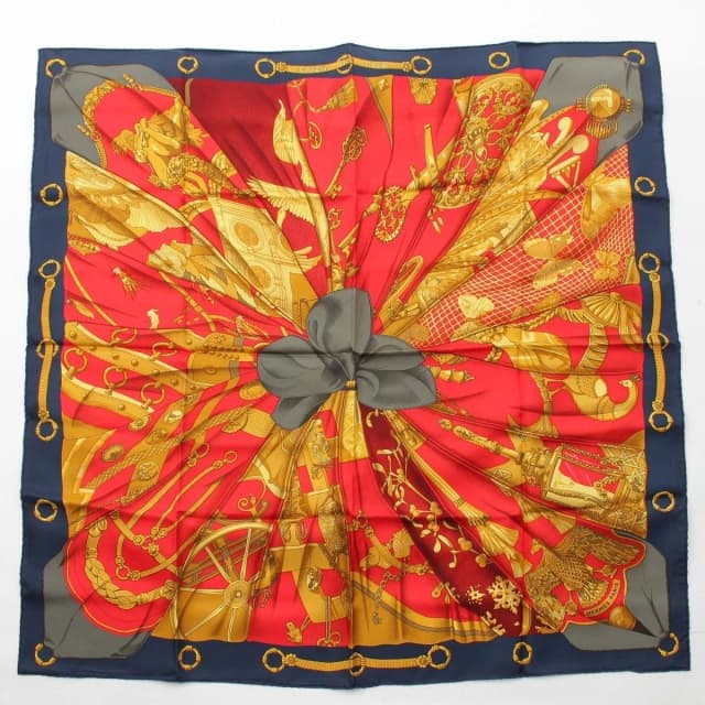 Hermès Soleil de Soie Silk Sun Carre 90 Scarf Red Navy in Red Silk from The Reluxe, photo 1 of 1