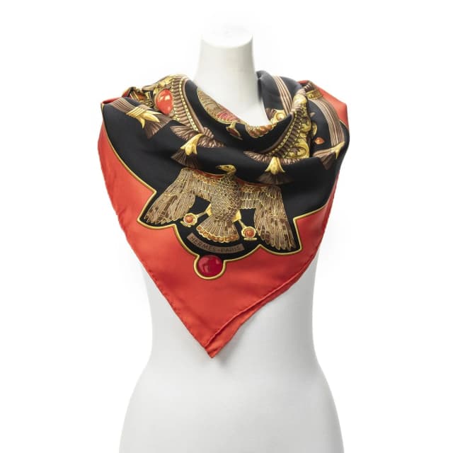 Hermès Scarf Red Black Goldtwill Silk in Black Silk from The Reluxe, photo 1 of 1