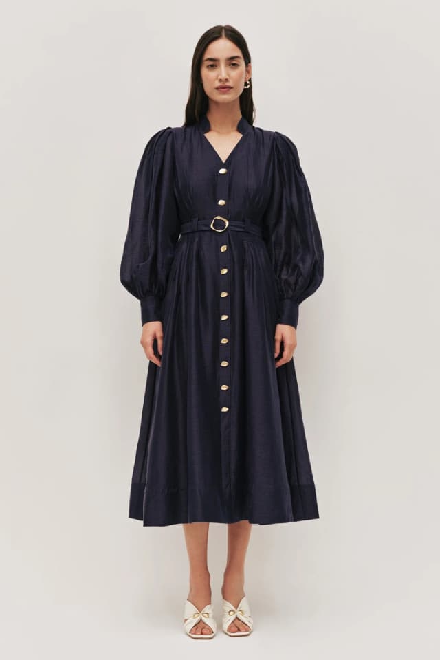 AJE Sevilla Midi Dress in BLUE DUSK, image 1 of 1 from Aje