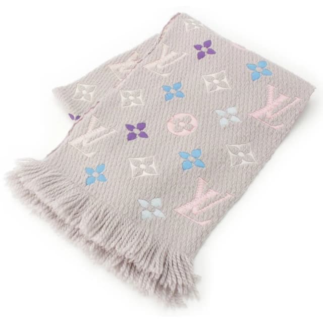 Louis Vuitton Wool Silk Echarpe Logomania Scarf Gray Multicolor in Grey Silk from The Reluxe, photo 1 of 1