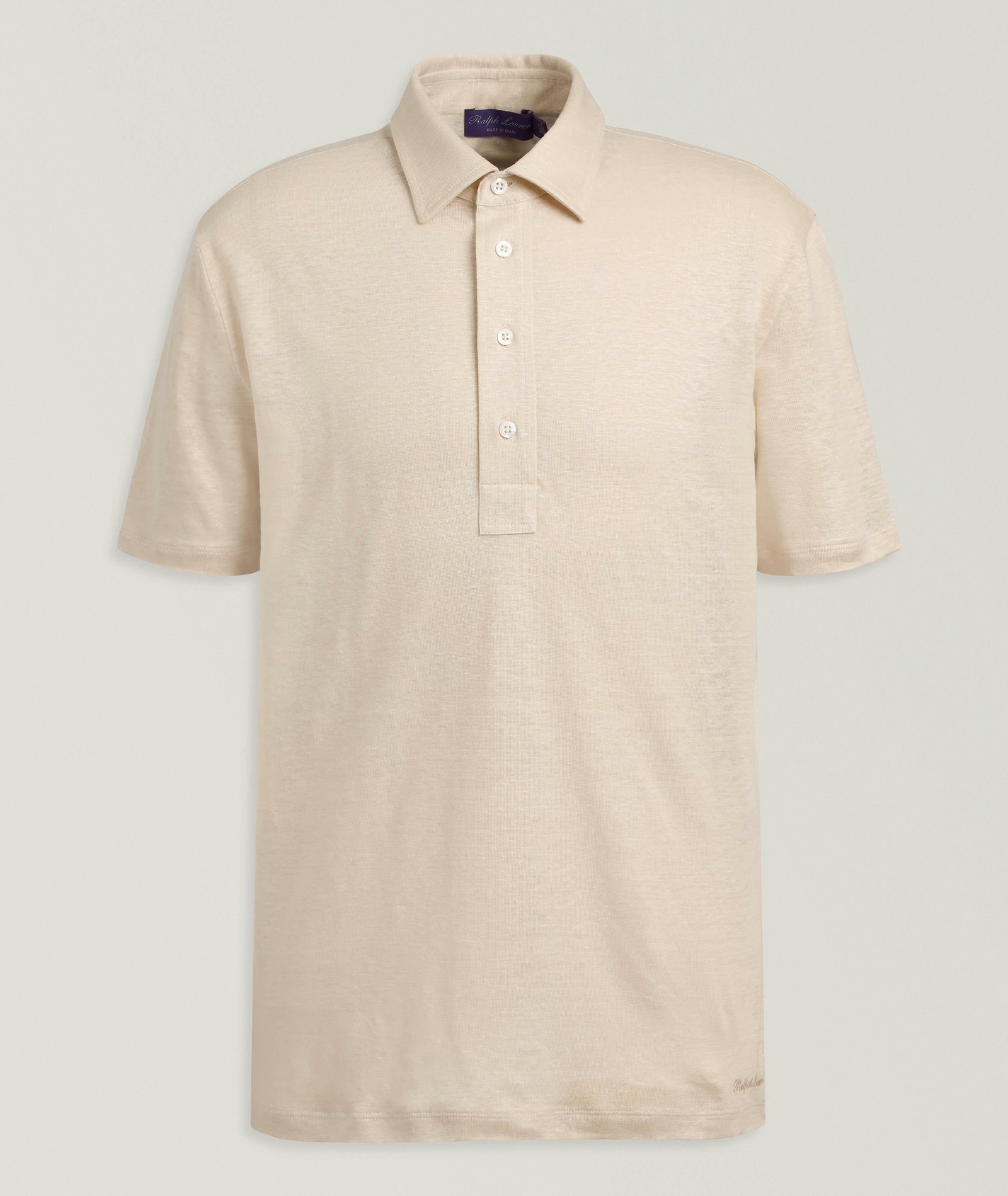 Ralph Lauren Purple Label Linen Jersey Polo in Beige Linen & Linen Blends, image 1 of 1 from Harry Rosen