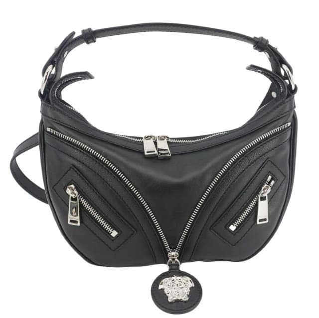 Versace Repeat Leather Hobo Shoulder Bag Black in Black Leather from Dallas Designer Handbags, photo 1 of 1