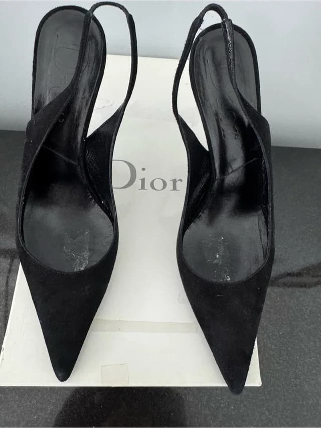 Dior Suede Pointed-Toe Slingback Mules in black Suede from Poshmark, photo 1 of 1