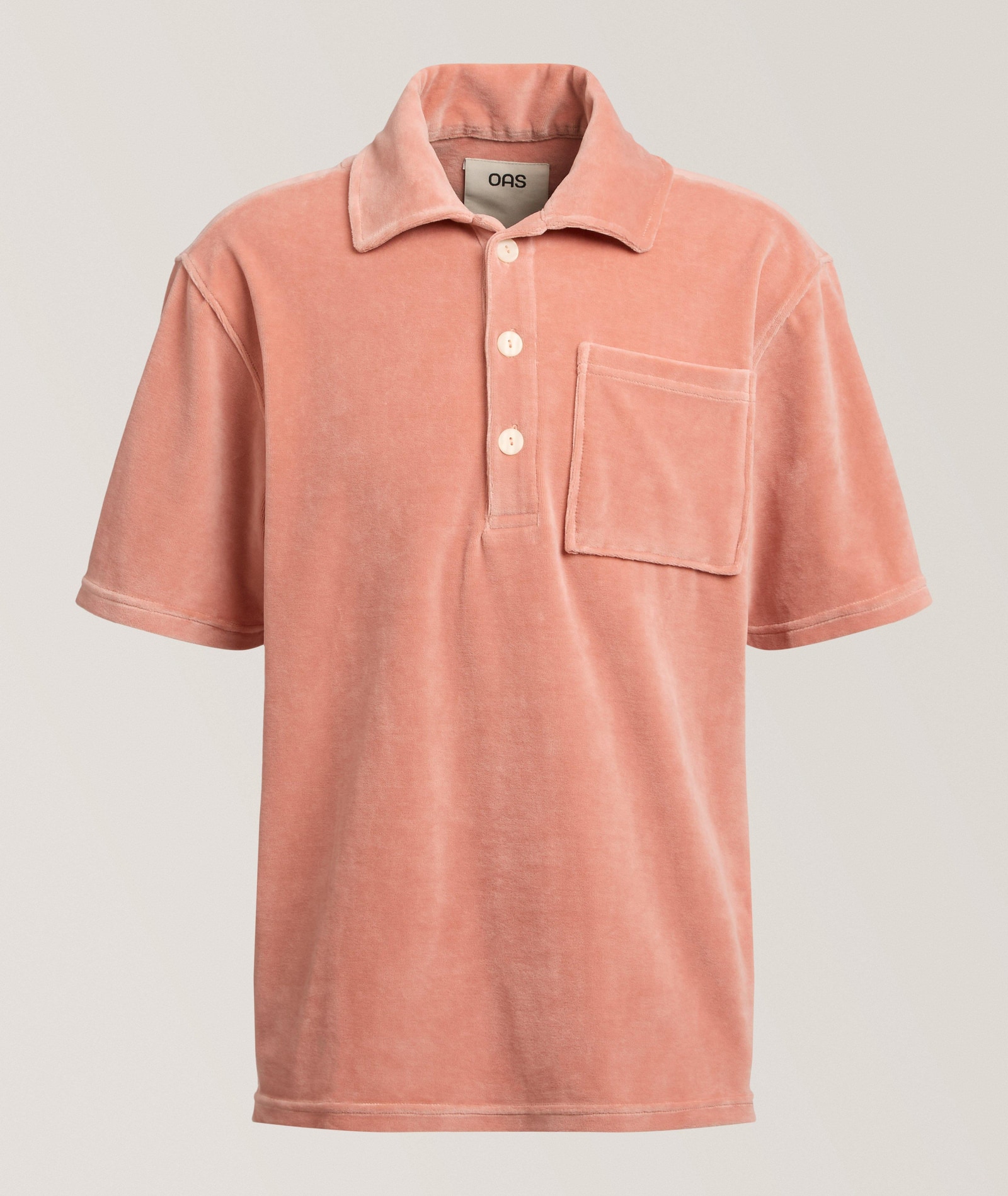 OAS Girona Velour Polo Shirt in Pink, image 1 of 1 from Harry Rosen