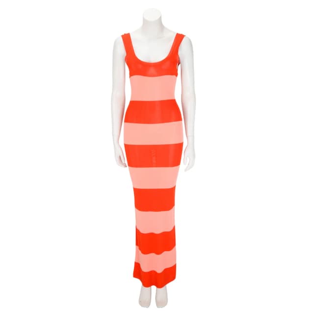 Zimmermann Viscose Striped Tank Midi Dress 0 in Pink & Red from Blue Spinach, photo 1 of 1