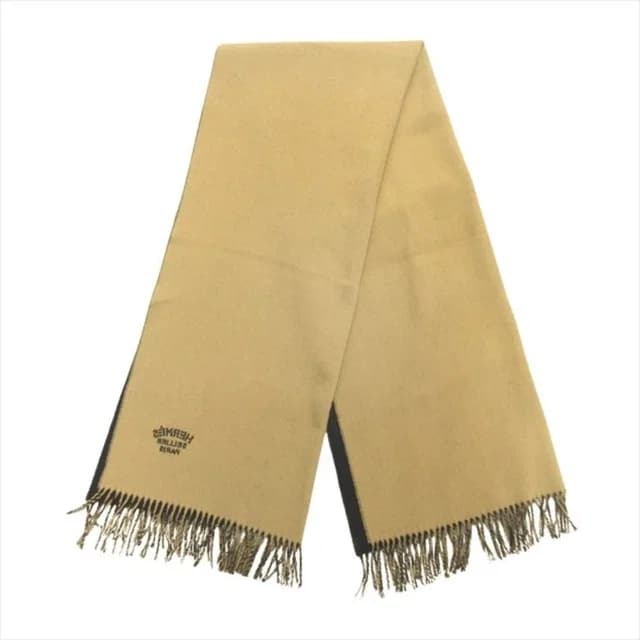 Hermès Double Face Cashmere Reversible Large Shawl Scarf Black Beige in Black Cashmere from The Reluxe, photo 1 of 1