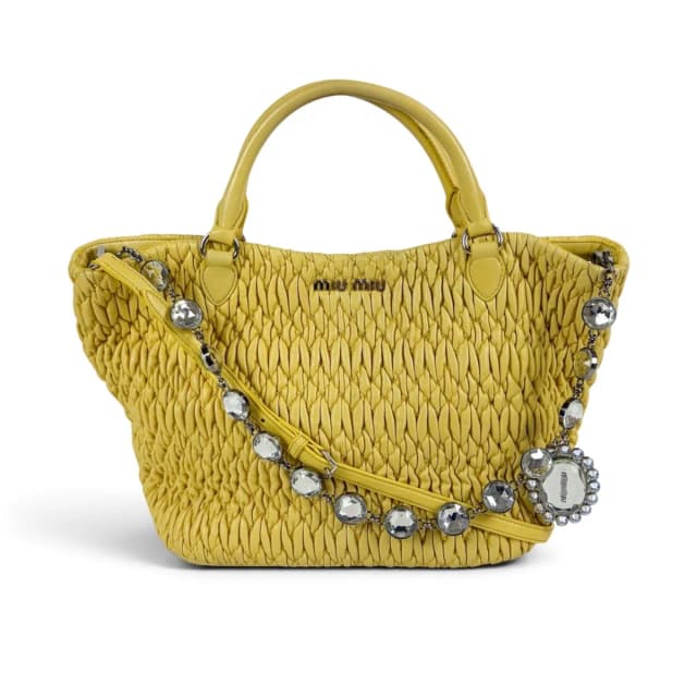 Miu Miu Matelasse Leather Nappa Crystal 2-Way Hand Tote in Nappa leather from The Reluxe, photo 1 of 1