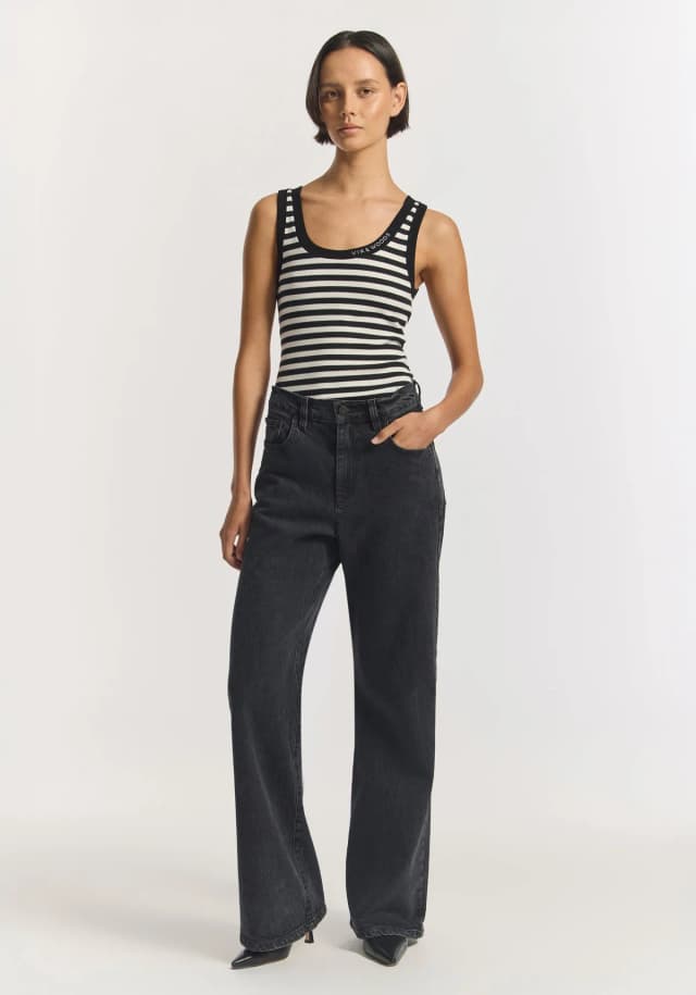 VIKTORIA & WOODS Vik & Woods Tank in BLACK/IVORY STRIPE, image 1 of 1 from Viktoria & Woods