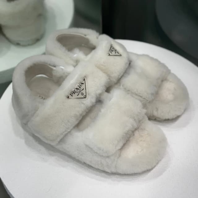 Prada Fluffy Dad Sandals Sz 36 in White from Revivre Luxury Consignment, photo 1 of 1