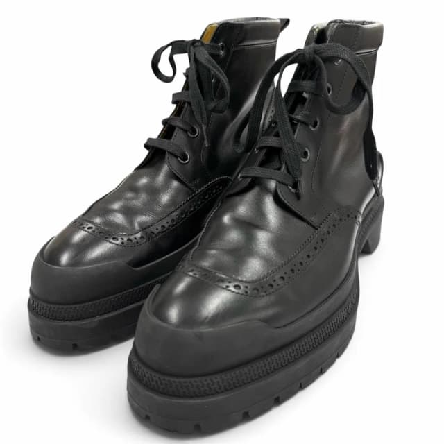 Hermès Bottillons Leather Chip Perforation Lace-up Boots Black in Black Leather from The Reluxe, photo 1 of 1