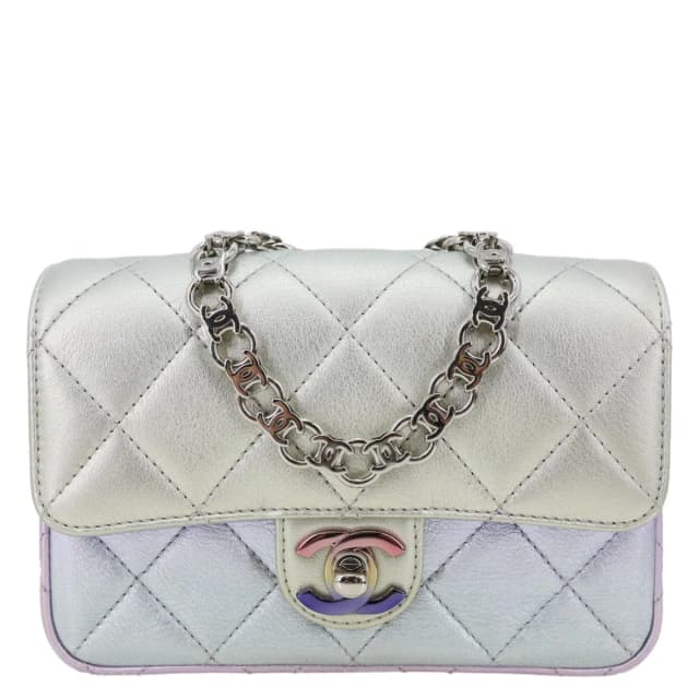 Chanel Gradient Metallic Quilted Calfskin Leather Clutch Bag Silver in Silver Calfskin from Dallas Designer Handbags, photo 1 of 1