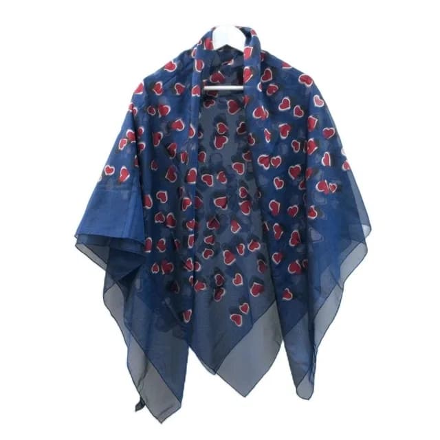Gucci Heart Jacquard Large Scarf Silk Navy Red Shawl in Red Silk from The Reluxe, photo 1 of 1