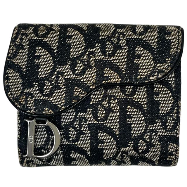 Dior Bifold Wallet Trotter Pattern Saddle Shape Snap Canvas Black in Black Canvas from The Reluxe, photo 1 of 1