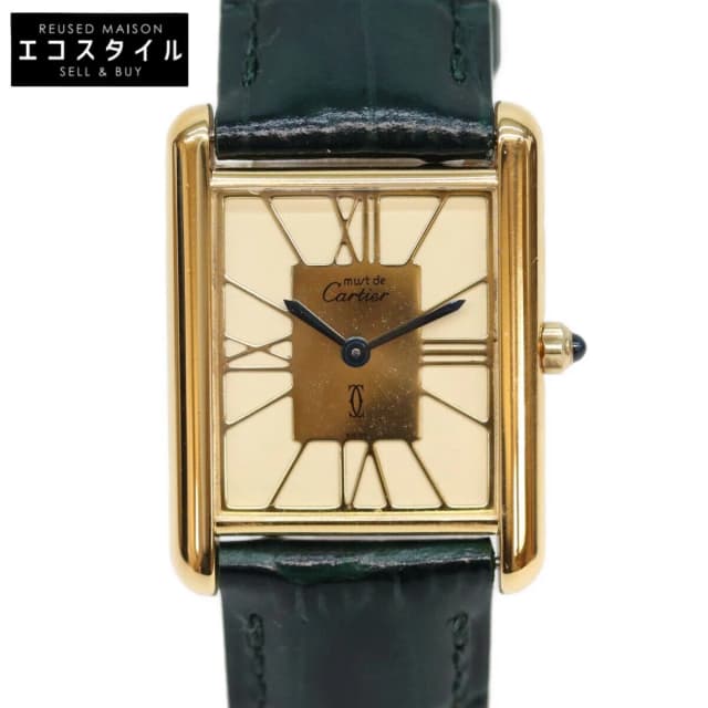 Cartier Must Tank LM Vermeil Cloisonne Dial Watch in Crocodile from The Reluxe, photo 1 of 1