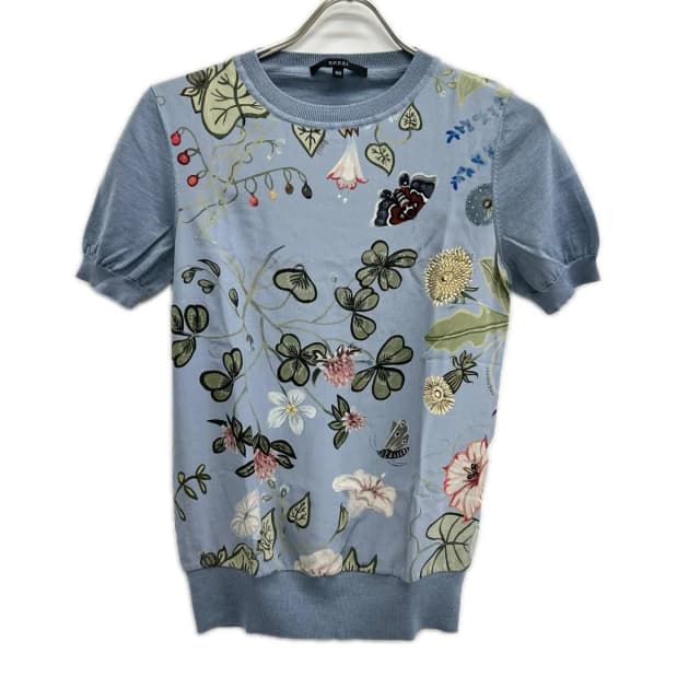 Gucci Light Blue Botanical Crew Neck Short Sleeve Top XS in Blue Silk from The Reluxe, photo 1 of 1