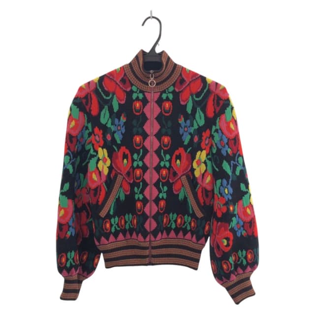 Gucci Floral Pattern XS Red Multicolor Wool Rayon Jacket Jamba in Red Wool from The Reluxe, photo 1 of 1