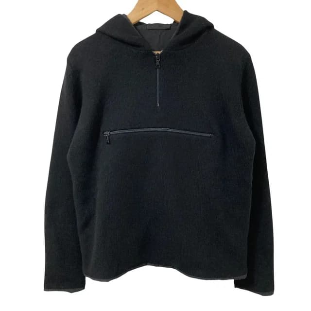 Prada Vintage Front Pocket Cashmere Knit Half Zip Pullover Hoodie 40 Black in Black Cashmere from The Reluxe, photo 1 of 1
