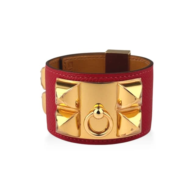 Hermès Rouge Casaque Epsom Leather Collier De Chien CDC Bracelet in Red Epsom from Designer Archives, photo 1 of 1