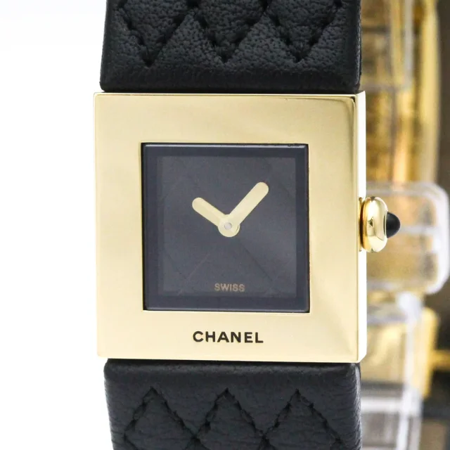 Chanel Matelasse 18K Gold Leather Quartz Ladies Watch H0109 Polished in Black Leather from Elady, photo 1 of 1