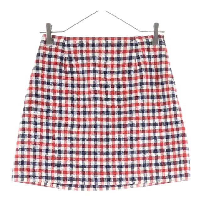 Dior Plaid Silk Wool Skirt White Red in White Silk from The Reluxe, photo 1 of 1